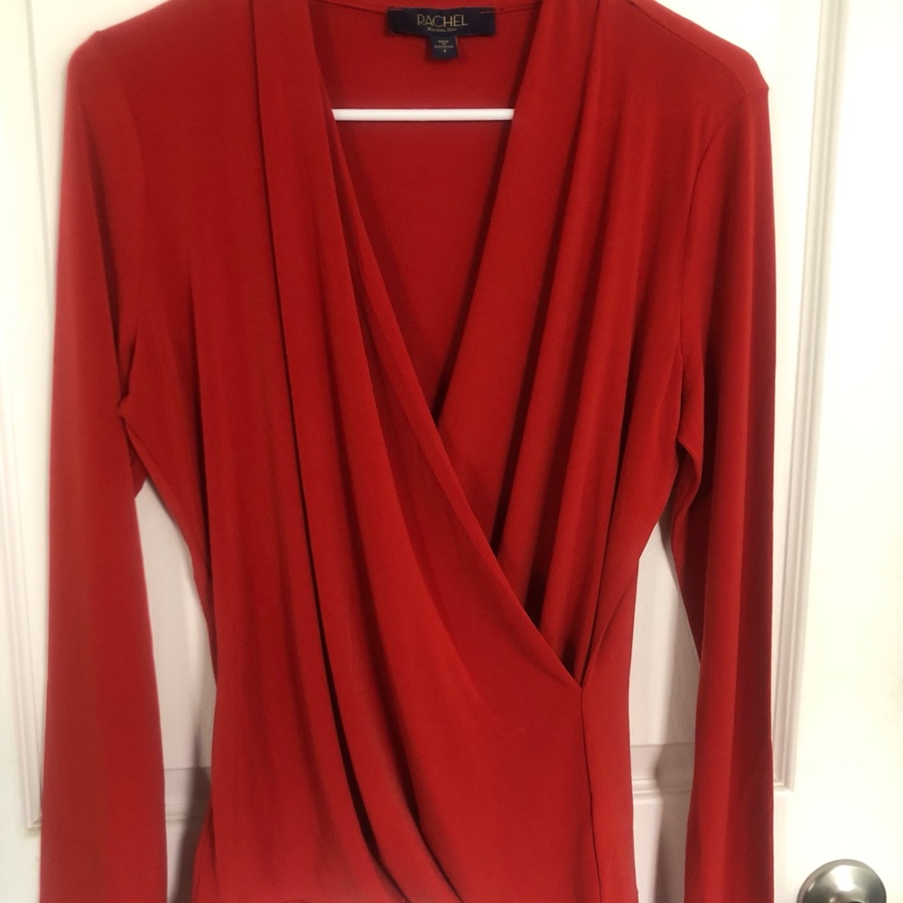 RACHEL Rachel Roy Red Long Sleeve Wrap Blouse